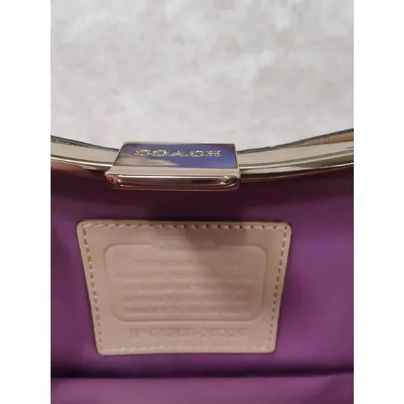 Coach metallic leather, tan, gold-toned clasp clutch, NWOT